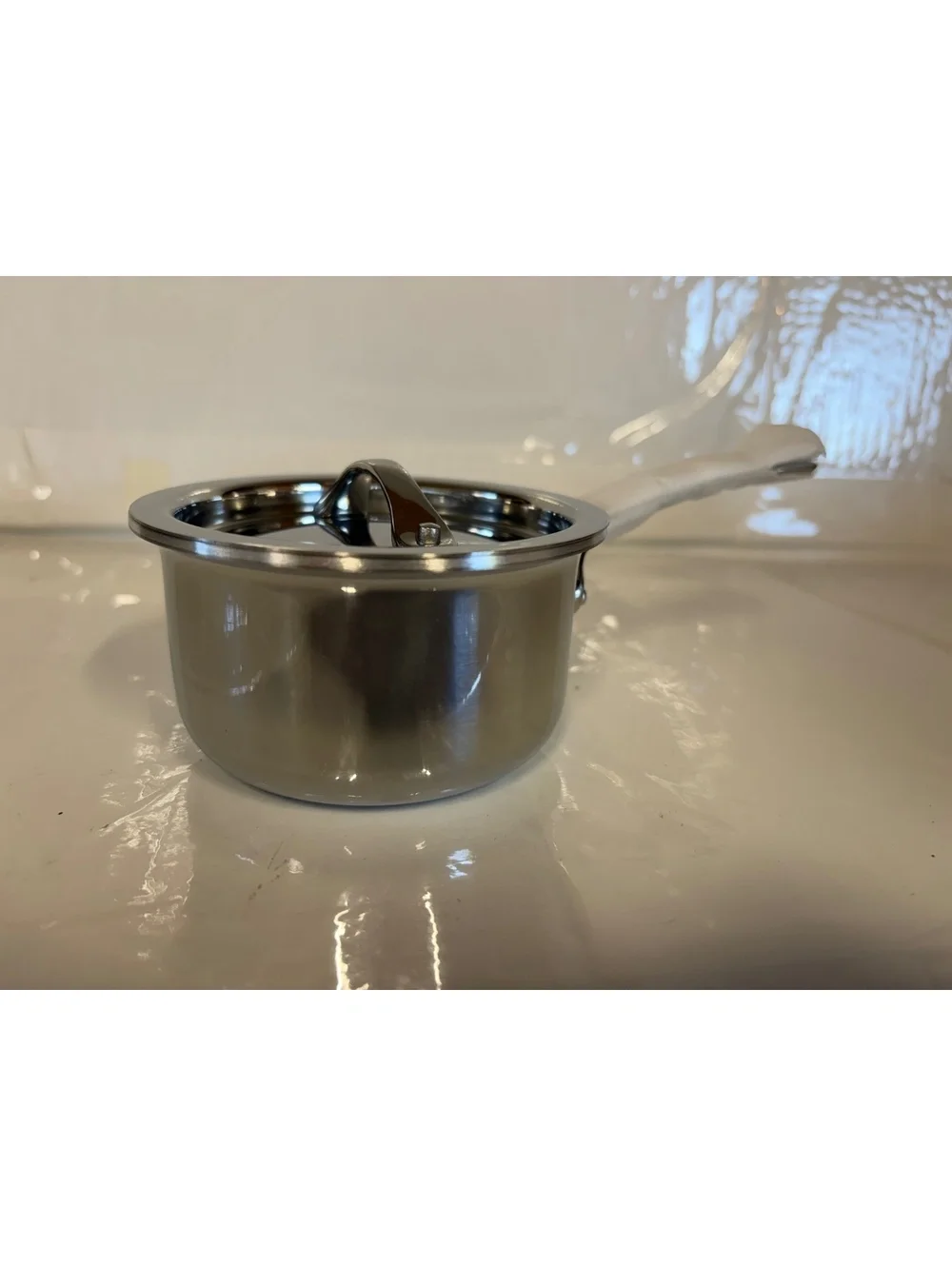 KC-Emier Stainless Steel Saucepan with Lid and White Handle